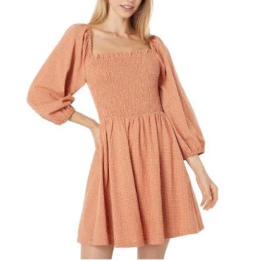 Lost + Wander Gingham Dress Fall Orange‎